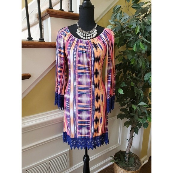 2B Together Boho Lace Trim Dress Sz SM - Picture 11 of 11